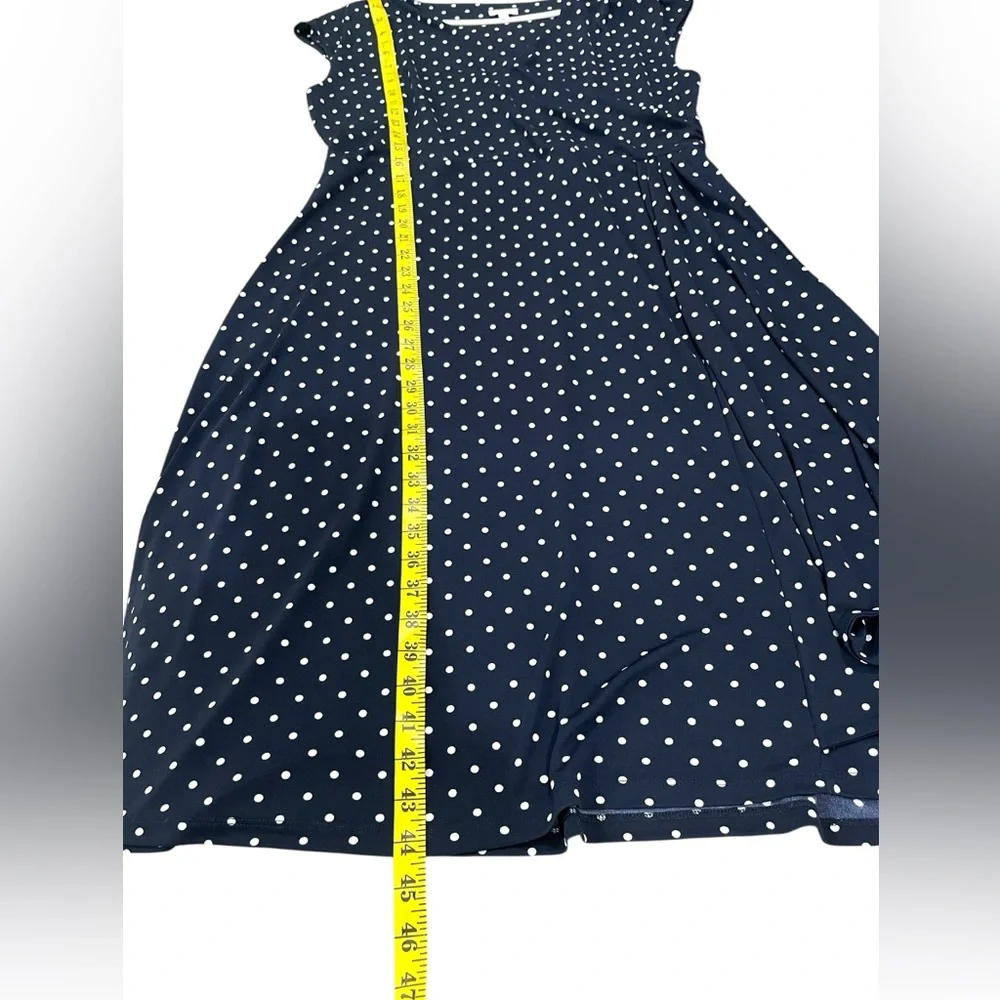 Talbots Polka Dots Ruched Midi Dress Navy Blue & White Woman’s Size XL - Picture 9 of 11